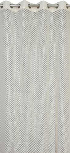 Image of Sheer Net Semi Transparent Home Decor Curtains for Living Room, Balcony Doors and Windows Panel, Parda, Eyelets Hanging, Cream Criss-Cross, 4 x 9 Feet, Pack of 2
