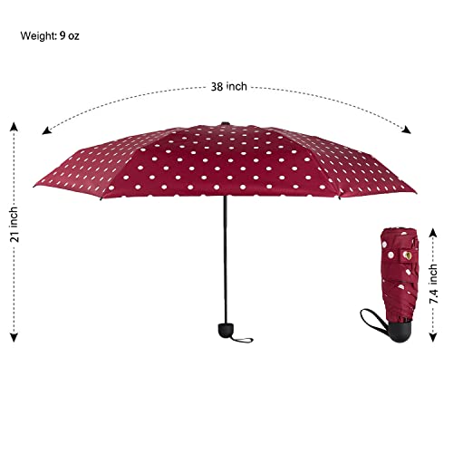 Agaric Mini Compact Sun&Rain Travel Umbrella - Small Lightweight Portable Umbrella, Windproof Folding Umbrellas For Men Women Kids (Red) #TOP1