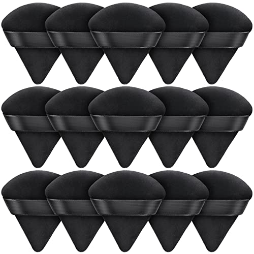 15 Pcs Powder Puff Velour Triangle Powder Puffs For Face Powder Washable Reusable Soft Wet And Dry Makeup Puff For Loose Powder Mineral Powder Body Puff Makeup Applicator(Black) #TOP6