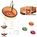 Boyuan Bathroom Vessel Sink Matte Orange Oval Countertop Sink with Brushed Gold Faucet Pop-up Drain Cold & Hot Water Hoses Modern Art Above Counter Glass Vessel Sinks