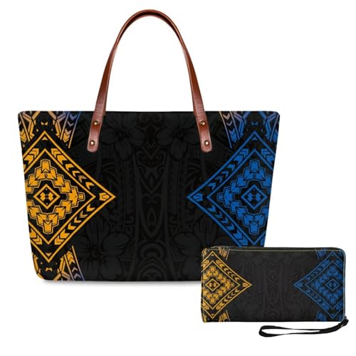 Bolso Tote grande capacidad tribal polinesio miniatura 1
