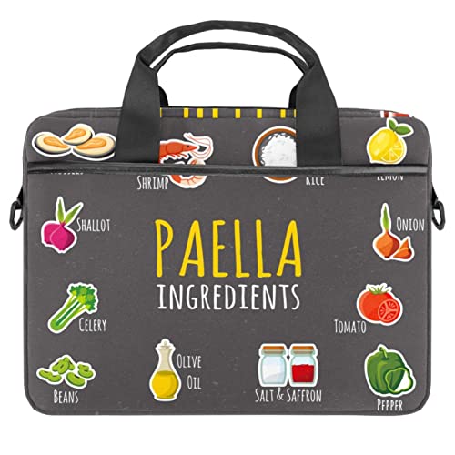 Maletín para portátil de 14 pulgadas con estampado de paella bolsa de hombro multicolor