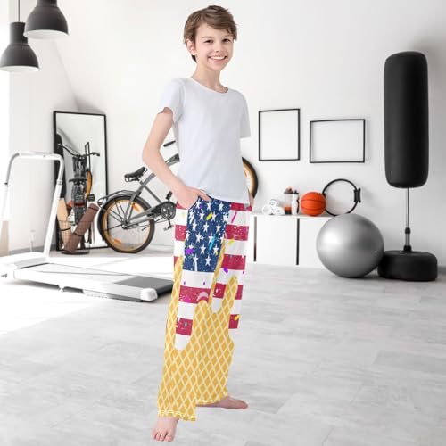Boy's Pants Cute Pattern Jogger Pants Elastic Waist Long Bottoms Trousers with Pockets 6-14 Years 6