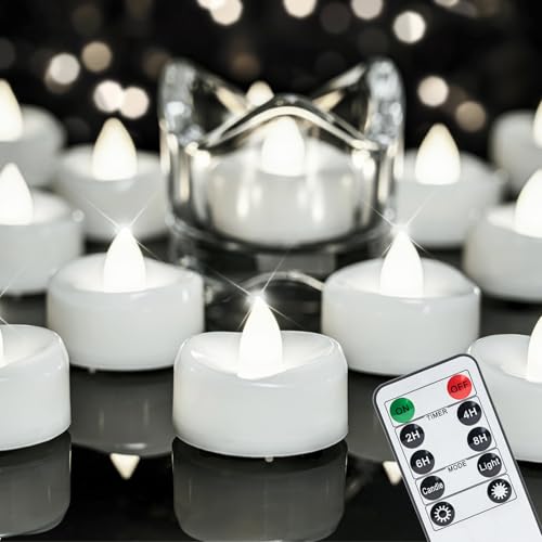 Image of merrynights 12Pcs Remote Control LED Tea Lights,2 /4 /6 /8H Timer,400+Hours