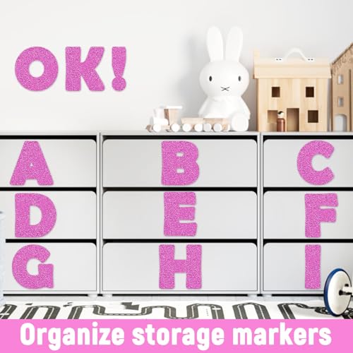 Image of Qyeahkj 150 PCS Large 6 inch Font Letters and Punctuation Set Glitter Pink Classroom Alphabet Cutout for Bulletin Board Display Home School A Great Helper to Inspire Students' Learning Interest