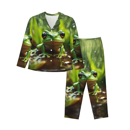 Pyjama imprimé grenouille pour femme tenue homewear confortable pour soirées cocooning