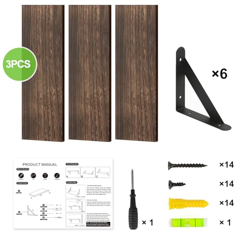 Fixwal Wall Floating Shelves for Home Decor (Brown, Set of 3, 16.5 Inch) - Image 5