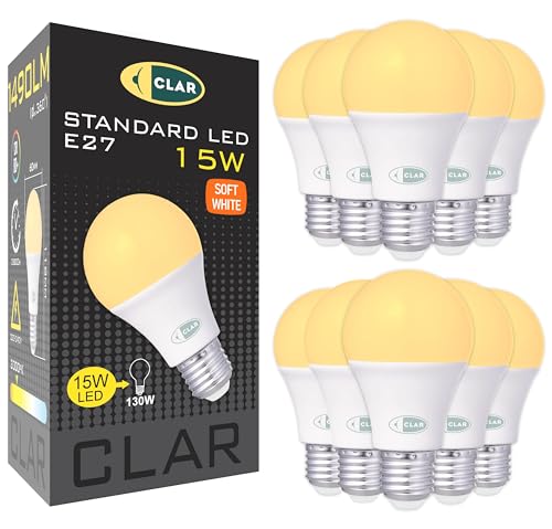 CLAR - Bombillas LED E27 Luz Calida, 15W (Pack 10)