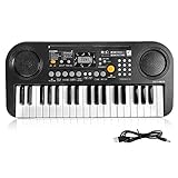 TWFRIC Kids Piano Keyboard, 37 Keys Dual-Speakers Piano for Kids LCD Screen Display Portable Keyboard 2019 Newest Piano Keyboards Music Educational Toy for Boys Girls Child (Black)