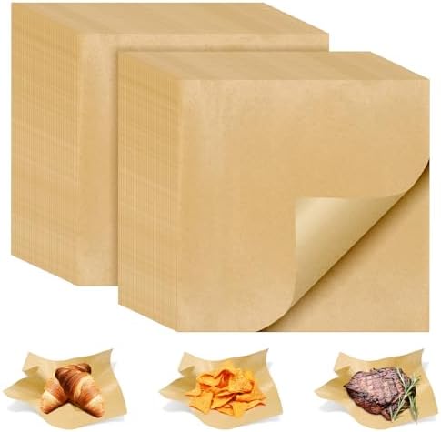 100 PCS Deli Paper Sheets 12x12 Inch, Unbleached Wax Paper Sheets...