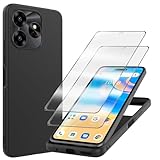 RYKQ for umidigi G6 5G Case and 2 Pack Tempered Glass Screen Protector, Slim Silicone Shockproof Protective Case Cover - Black
