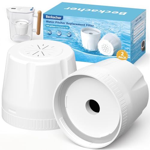 Replacement Filter for Epic Water Filter Pitcher (Pure) and Aquagear Upgraded Leak-Proof & Clog-Free for Household Drinking Water Reduces Fluoride Chlorine and Odors BPA Free 150 Gallon 2 Pack