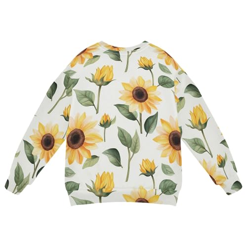 JUNZAN Cartoon Sunflowers Kids Boys Hooded Sweatshirt Crewneck Boys Sweat Shirt Athletic 4T2