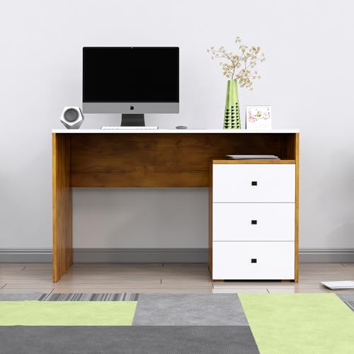 Image of Bniture Wooden Study Table for Home with Bottom Storage | Engineered Wood Study Table with Book Shelf | Multi Purpose Computer Desk for Writing | Laptop Table for Office | Giant Wood & Frosty White