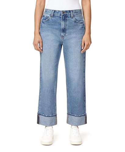 kensie Jeans for Women The Willa High Rise Turned Cuff Straight 27-Inch Inseam, Sizes 0-14