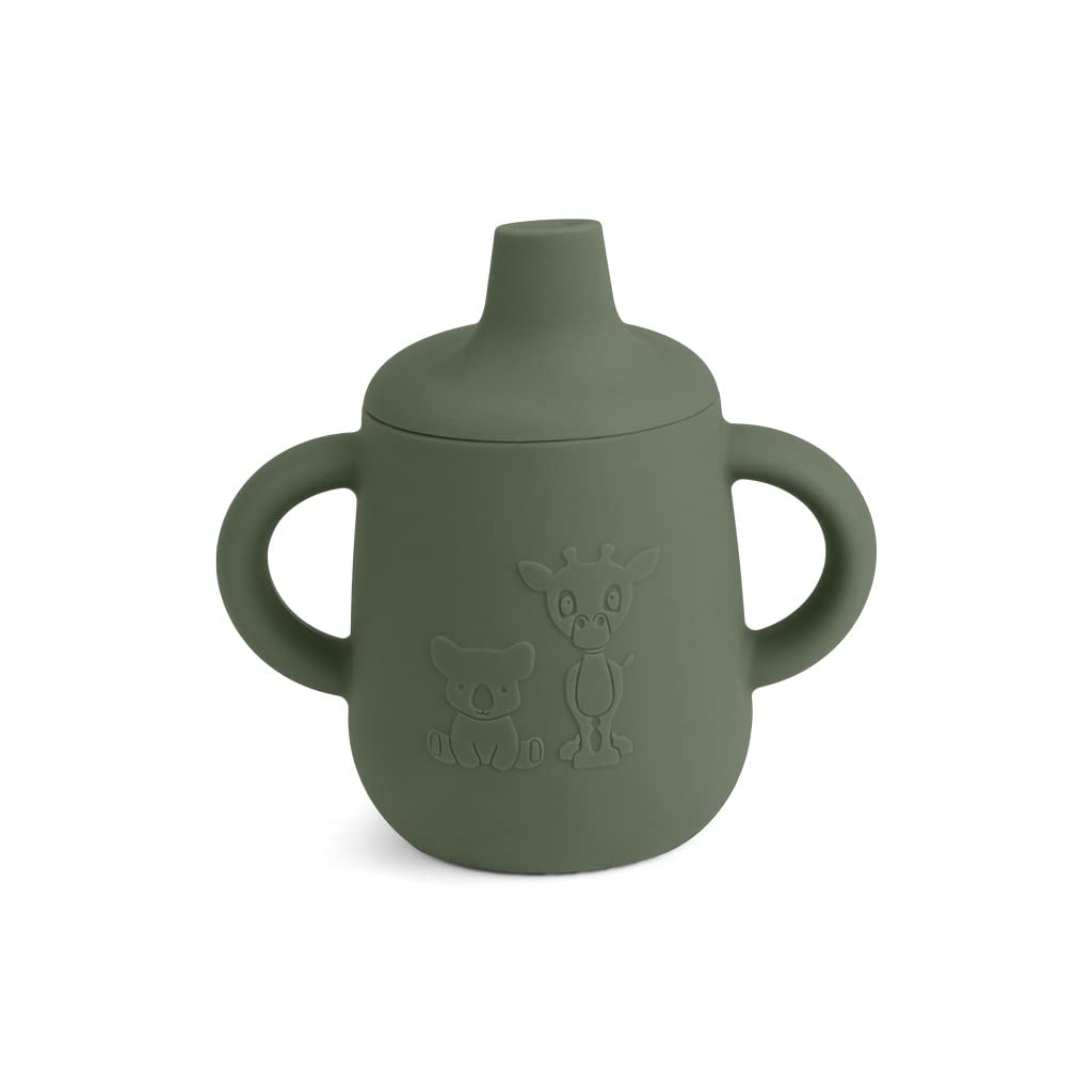 Nuuroo Dusty Green Aiko Silicone Cup With Sippy Lid – 140 Ml Lfgb Food-Grade Silicone Training Cup With Handles, Dishwasher & Microwave Safe, Designed In Denmark (Dusty Green)