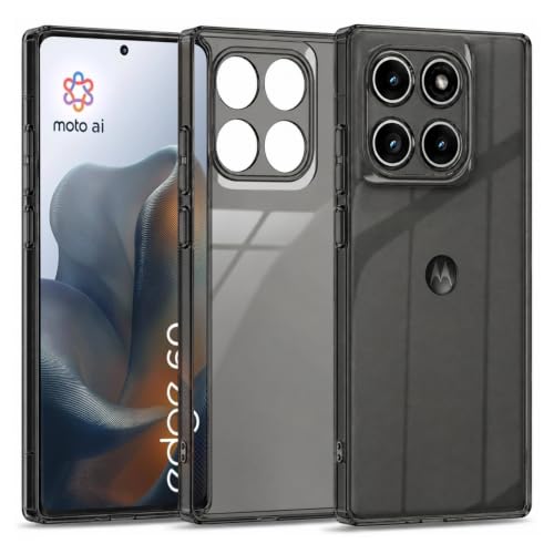 Image of VONZEE Compatible with Motorola Moto Edge 60 5G Back Cover Case Clear,[ Anti Yellow ][Military Grade Protection] Hard PC Back Cover Transparent-Black