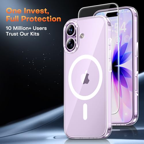 Image of TAURI for iPhone 17 Case, Compatible with MagSafe, Clear | with Screen Protector, Not-Yellowing Military-Grade Protection, Shockproof Slim Magnetic Case for iPhone 17