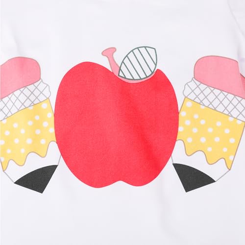 Image of Toddler Girls Back to School Pencil Outfits Set Ruffle T-Shirt Dress and Pants Outfit Set 3-8Years