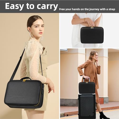 Saiggnyy SAI-902 LARGE BLACK TRAVEL BAG 15"×11"Professional Makeup Train Case,Large Waterproof Travel Makeup Bag thumb #5