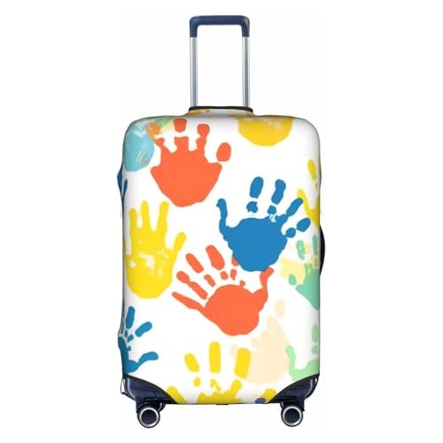 Kids Hand Print Printed Luggage Cover Elastic, Washable, Universal Fit 18-32 Inch Travel Suitcase Cover Easy To Identify