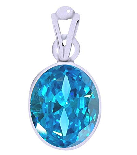 Divya Shakti 7.25-7.50 Carat Aquamarine/Beruj Stone Silver Pendant 100% Original AAA Quality Gemstone