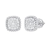 Dazzlingrock Collection Pendientes de diamante blanco cultivados en laboratorio de 0,33 quilates para ella, en plata de ley 925 con rosca trasera