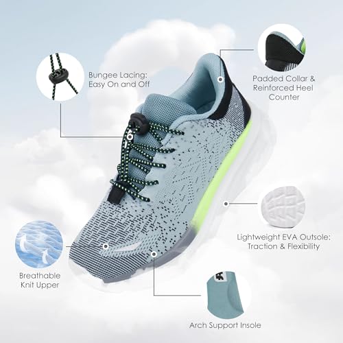 Tobfis Boys Girls Kids Arch Support Bungee Tennis Athletic Running Shoes Lightweight Breathable School Walking Sneakers(Toddler/Little Kid/Big Kid)3