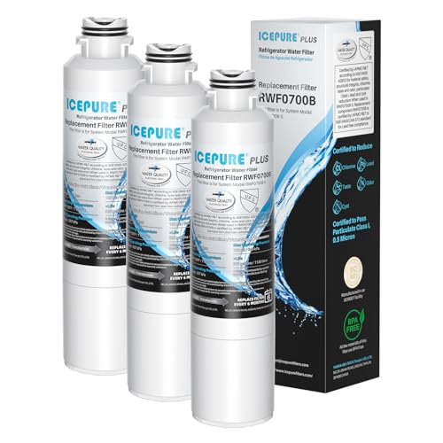 Image of ICEPURE PLUS DA29-00020B NSF /ANSI 53 & 42 Certified Refrigerator Water Filter, Remove Lead, Replacement for Samsung HAF-CIN /EXP HAF-CIN DA29-00020B-1 HDX FMS-2 RF28HMEDBSR RF263BEAESR RF4287HARS 3PACK