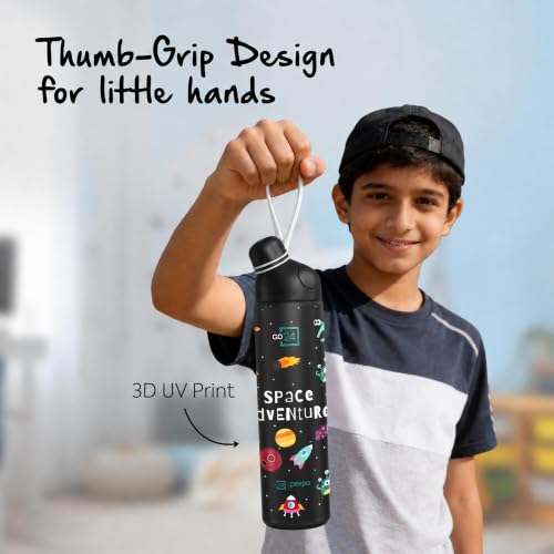 Image of Stainless Steel Water Bottle for School Kids Pico Black - Space