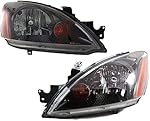 Garage-Pro Headlight Assembly Compatible with 2004-2007 Mitsubishi Lancer, Set of 2, Driver and Passenger Side, Clear Lens; Black Interior