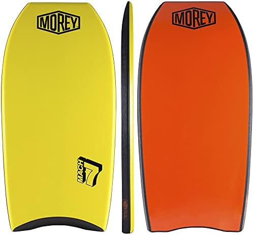 Morey Mach 7 Bodyboard - PE Core, TC8 Deck, HDPE Slick, Single Power Rod Stringer, Crescent Tail, with Channels for Bodyboarding Surfing Waves Ocean Summer Fun Beach (41")