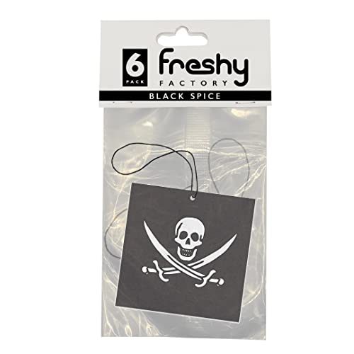 Pirate Flag Car Air Freshener Black Spice Scent Freshy Factory (6 Pack) #TOP15