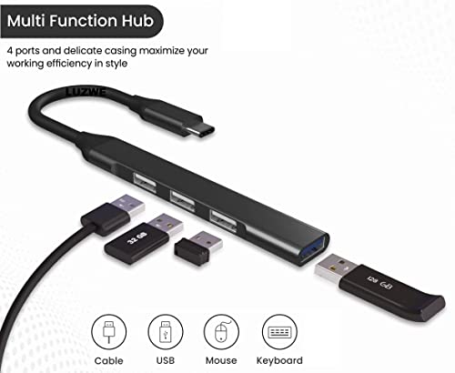 Image of REDWIND USB C to 4-USB Hub, Type-C to 3xUSB2.0 1xUSB3.0 Port Adapter Ultra-Slim Extender for iPhone 16 /15 Series Laptop /MacBook Air /Pro /iPad Pro /Samsung /Pixel /One Plus /Moto & All C Devices