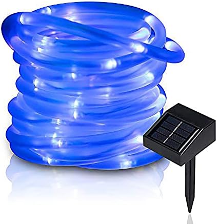 lychee Solar Rope Lights Outdoor 16.5ft 50LED Waterproof Solar Power String w/Light Outdoor Rope Lights Ideal for Home Garden Party Wedding Decoration (Blue)