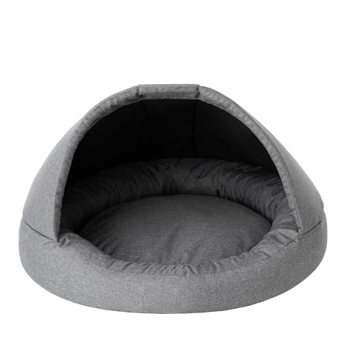 PillowPrim 2 in 1 Hundebett und Hundehaus, Stoffhaus, Katzenhöhle, Hundehütte, Hundekorb, Hundeliege, Schlafplätze, Möbel für Tiere, Graphit, XL: 100x100x62 cm