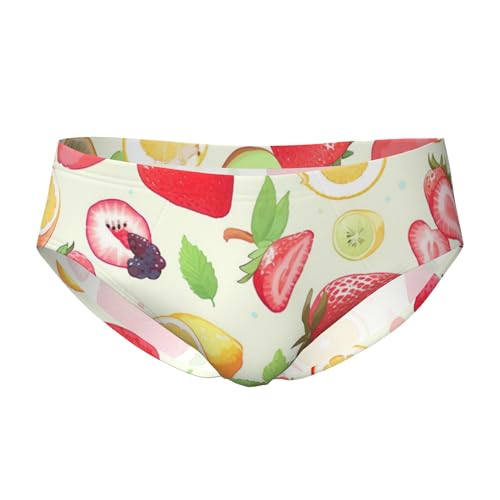 Men's 3 Pack Triangle Briefs Fruit Printed Underwear Soft Breathable Comfortable U Pouch Briefs