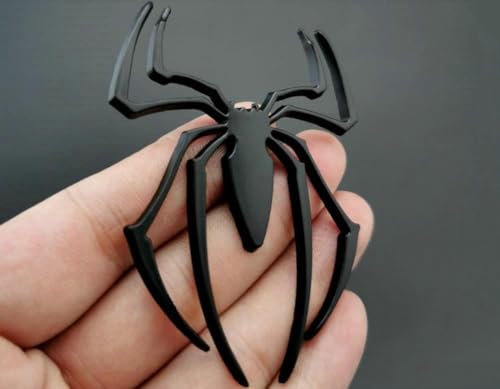 Image of JVCV 3D Metal Spider Sticker Chrome Logo Decal Emblem Badge for All Cars Bikes Laptops Headphones (Spider, Black)