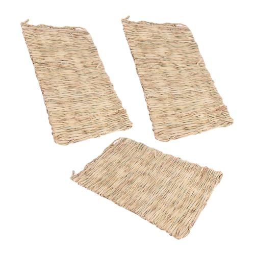 Levemolo 3pcs Woven Bed Pad Cushion for Small Animals Breathable Rabbit Cooling Mat Comfortable Sleeping Mats for Guinea Pigs Hamsters and Other Pets for Cozy Living Spaces