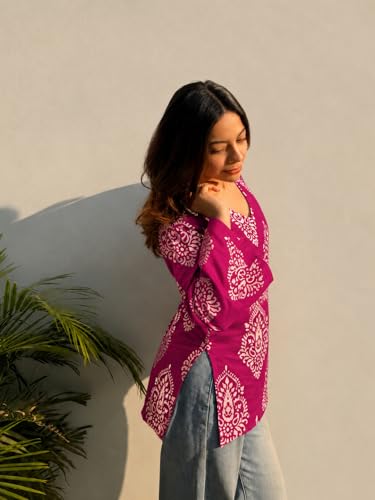Image of ANNI Designer Cotton Short Kurti for Women | Stylish Kurti | Short Kurti Top | Casual Kurta for Women | Comfortable Cotton Kurtis for Womens