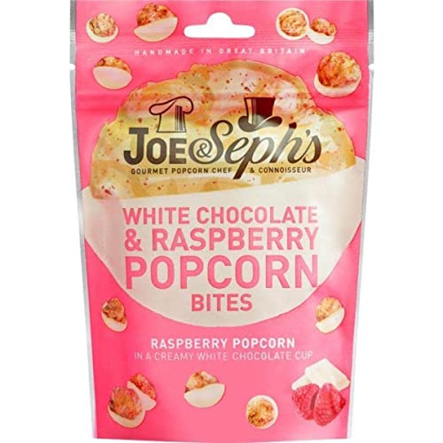 Joe & Sephs White Chocolate & Raspberry Popcorn Bites (1x63g) 1 Star Great Taste Award gourmet air-poppe