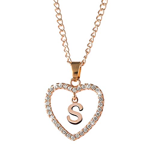 pJeBGuXbg letter Pendant Heart Necklace Letter Love Necklace 26 Jewelry Necklace zircon Necklaces Pendants lbNX{bNXMtg (S,