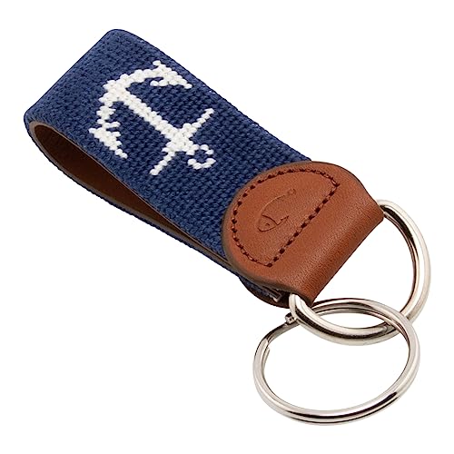 Image of Leather Hand-Stitched Needlepoint Key Fob or Key Chain