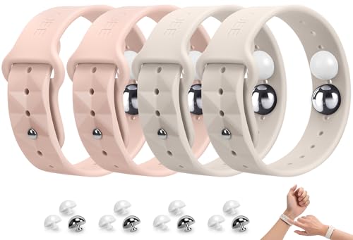 Image of Motion Sickness Bracelets for Travel: Acupressure Anti Nausea Wristband for Morning Sickness - Sea Sickness Wristbands for Car Boat Air - Nausea Bands for Motion Sickness 2 Pair Pink Starlight