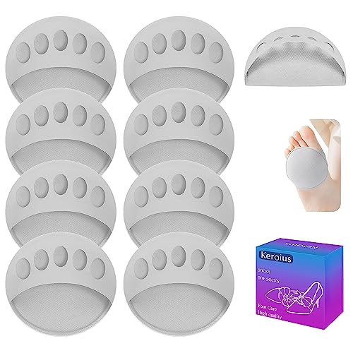 Image of 4 Pairs Honeycomb Fabric Forefoot Pads Women High Heels Invisible Socks High Heel Comfort Pads for Relieving Foot Fatigue Comfortable Non-Slip Corrective Toe Socks Pad (Gray)
