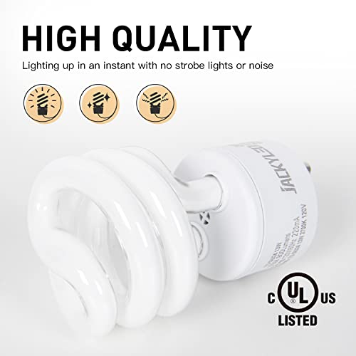 Image of JACKYLED CFL Light Bulbs Energy Efficient UL T3 13W 2700K 900lm Spiral GU24 Base Compact Flourescent Bulbs 4-Pack