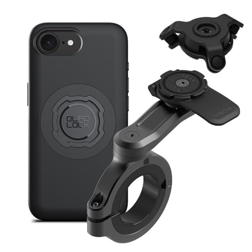 Image of Quad Lock Motorcycle Handlebar Phone Mount PRO - Large with Vibration Dampener and MAG Phone Case for iPhone 17e /16e