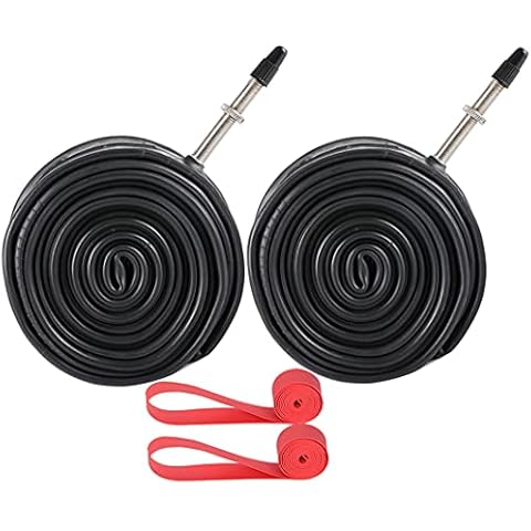 2-Pack 26x1.9/1.95/2.0/2.125 Bike Inner Tubes Presta Valve 48MM Plus 2 Bike Tire Strips 26" Bicycle Tubes Compatible with 26x1.9 26x1.95 26x2.0 26x2.125 Bike Tire Tubes Cover
