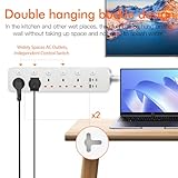 BOCHLION Extension Lead with 6 USB Slots, 5 Way Plug Extension Socket Surge Protection Power Strip with PD30W USB C Slot, Independent Switches and 2M Extension Cord Wall Mounted for Home Office-White - Image 3