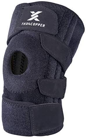 Thx4COPPER Rodillera con estabilizadores laterales de compresión,almohadillas de gel con rótula abierta, manga de soporte ajustable antideslizante para artritis, dolor menisco, MCL,S/M Cover